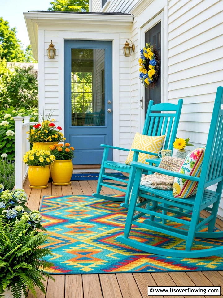 Colorful front porch - 25 front porch ideas with rocking chairs