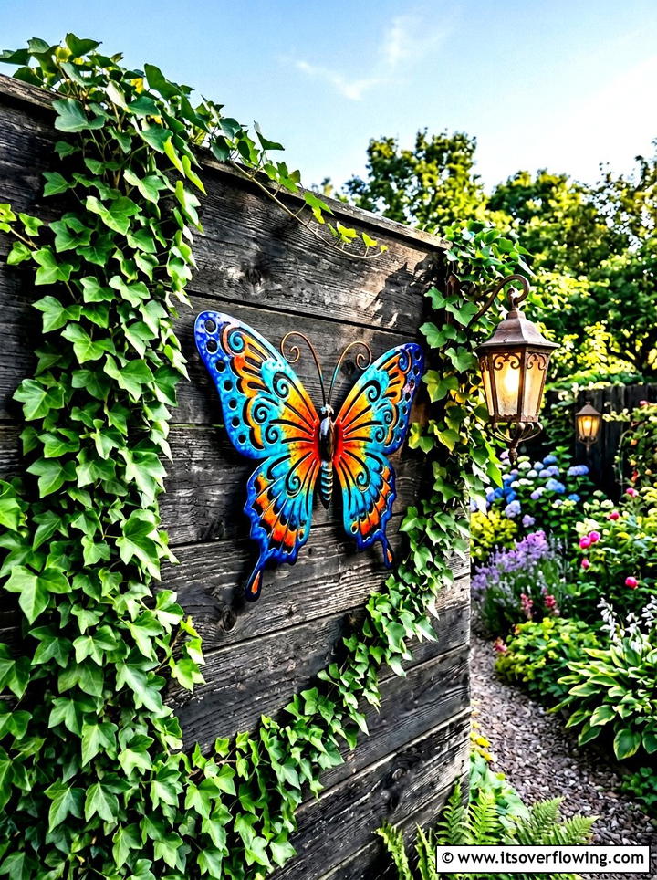 Colorful metal butterfly wall art - 25 garden decor ideas with colorful accents