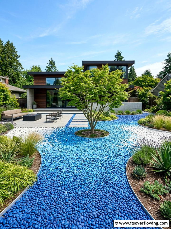 Colorful rock mulch - 25 garden decor ideas with painted rocks