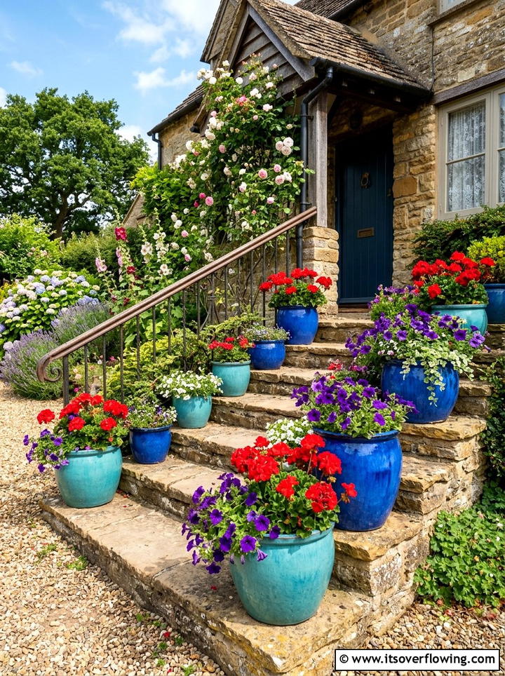 Colorful summer flower pots - 25 front porch decor ideas for summer