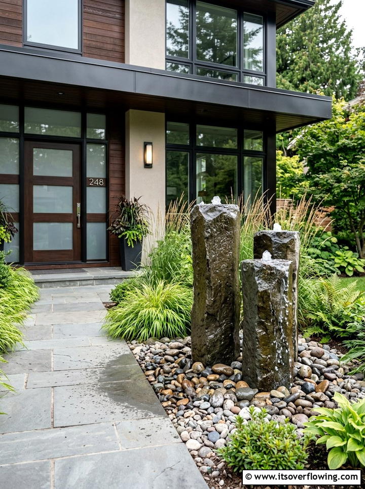 Column Water Feature - 25 backyard decorating ideas with mini fountains