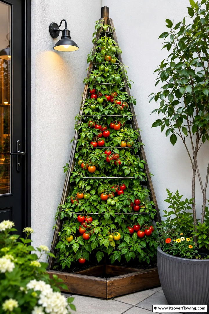 Compact Corner Trellis - 30 Tomato Trellis Ideas for Healthy & Space-Saving Gardens