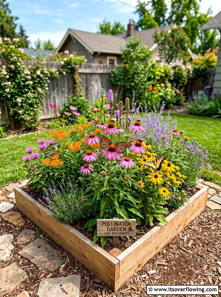 Compact Pollinator Garden - 25 small garden ideas with raised beds