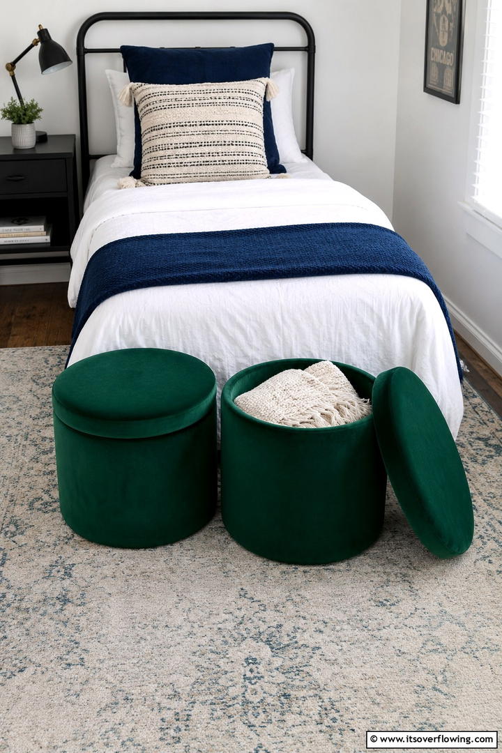 Compact Storage Ottomans - 30 Small Guest Room Ideas for Cozy, Welcoming Spaces
