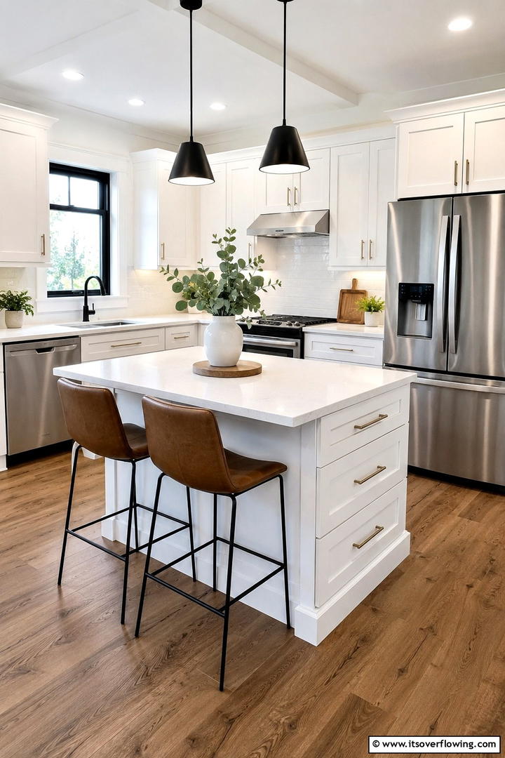 Compact White Kitchen Island - 30 Small White Kitchen Ideas for Bright, Airy Spaces