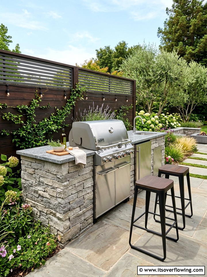 Compact outdoor kitchen - 25 backyard ideas for townhouse yards