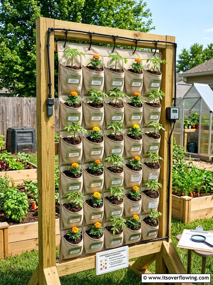 Companion planting wall - 25 upcycled garden ideas with shoe organizers