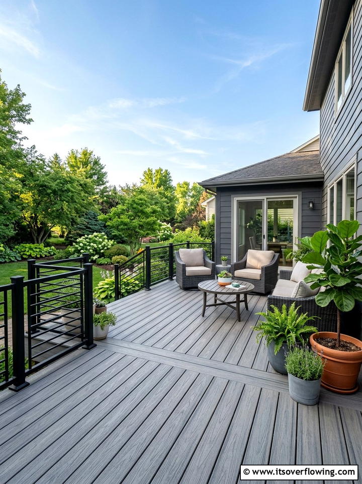 Composite Deck Area - 25 garden ideas low maintenance