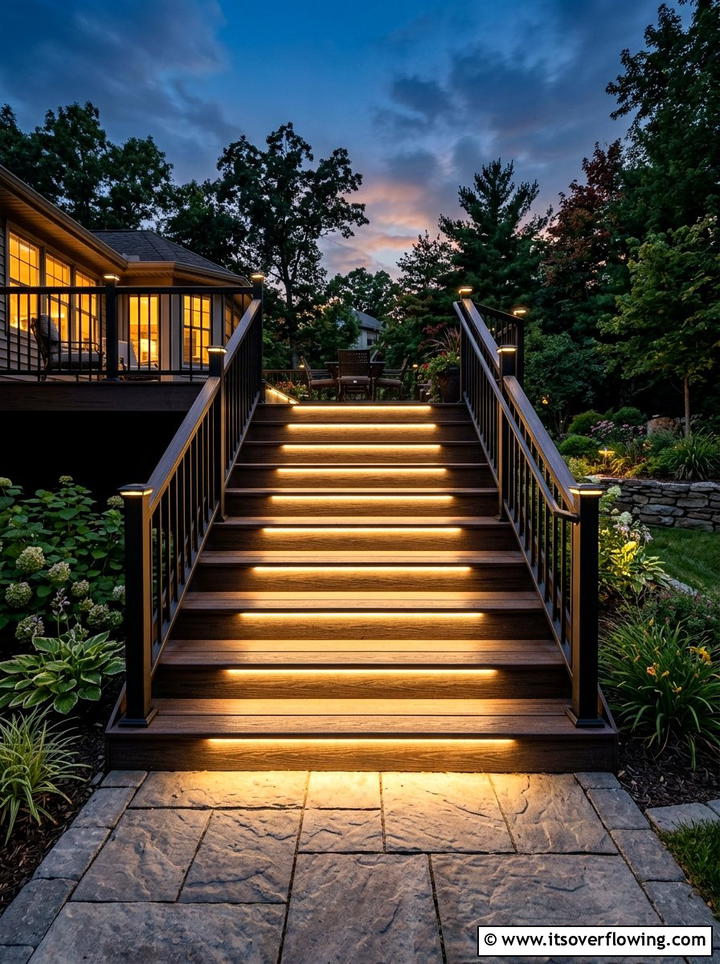 Composite Deck Stairs With Lights - 25 backyard ideas with composite deck