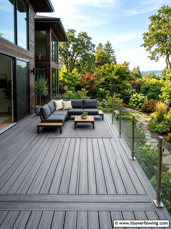 Composite deck area - 25 creative garden ideas with low maintenance design