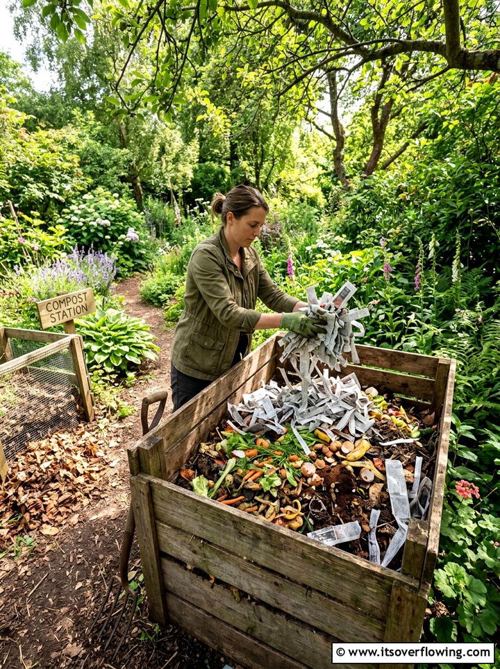 Compost pile brown material - 25 recycled garden ideas with newspapers
