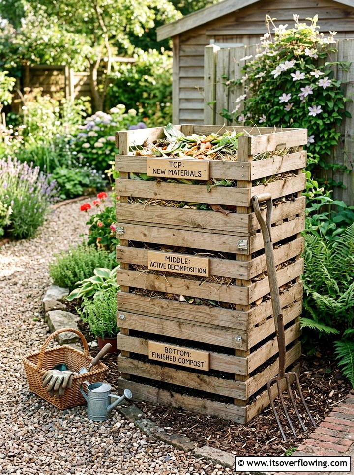 Composting Crate - 25 upcycled garden ideas with old crates