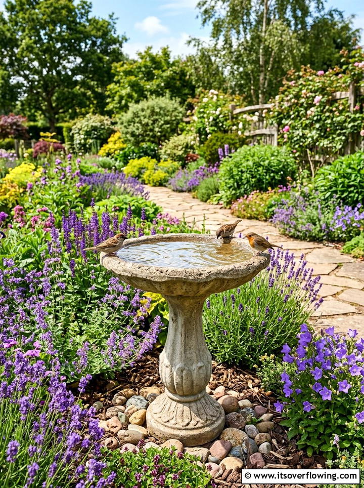Concrete Bird Bath - 25 garden decor ideas for rustic gardens