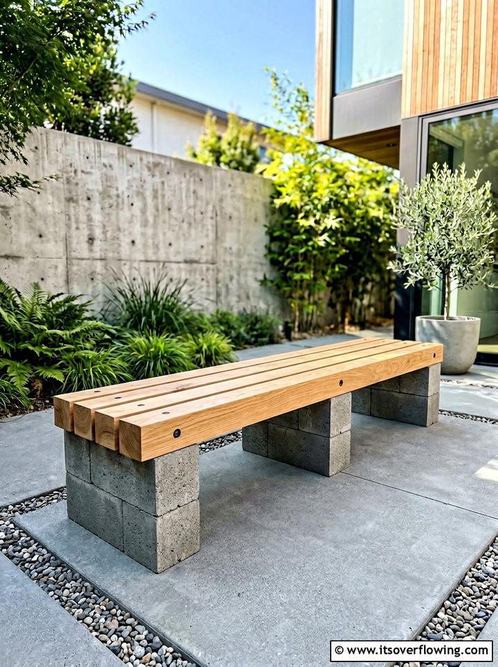 Concrete Block Bench - 25 recycled garden ideas for patio decor