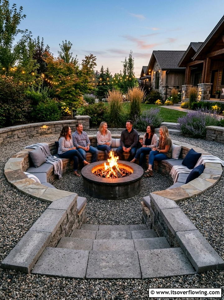 Concrete Block Fire Pit Area - 25 backyard ideas with steps