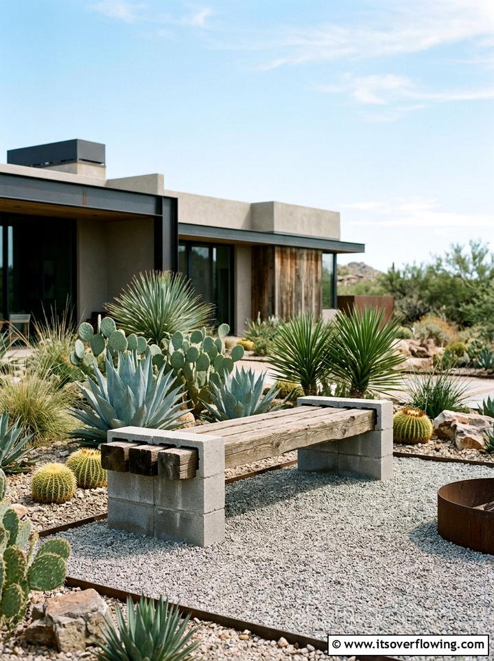 Concrete Block Garden Bench - 25 garden ideas with bench seating