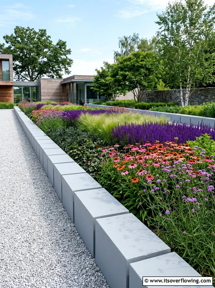 Concrete Block Garden Edge - 25 upcycled garden ideas with garden edging