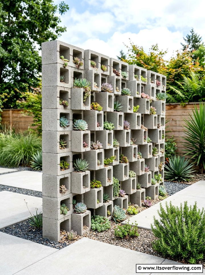Concrete Block Garden - 25 cheap garden ideas with container gardening