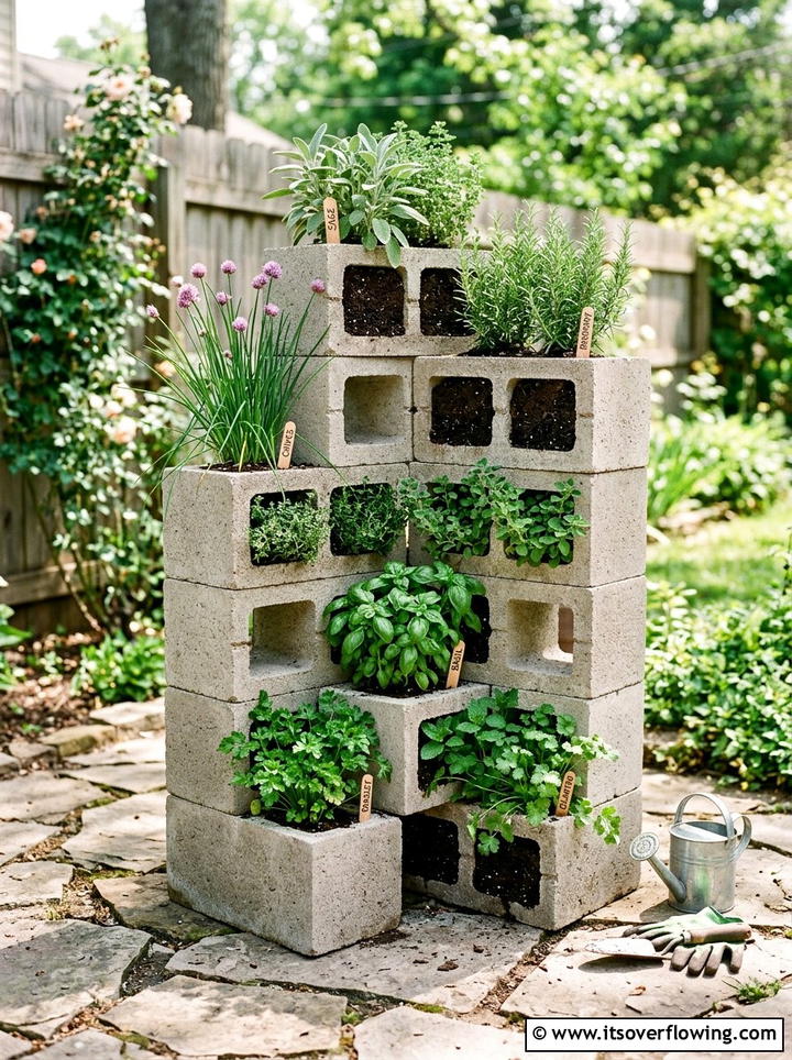 Concrete Block Herb Garden - 25 backyard ideas with herb garden