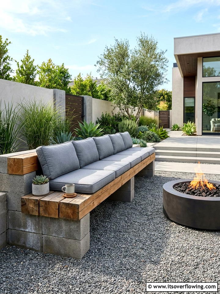 Concrete Block Outdoor Seating - 25 backyard ideas with upcycled decor