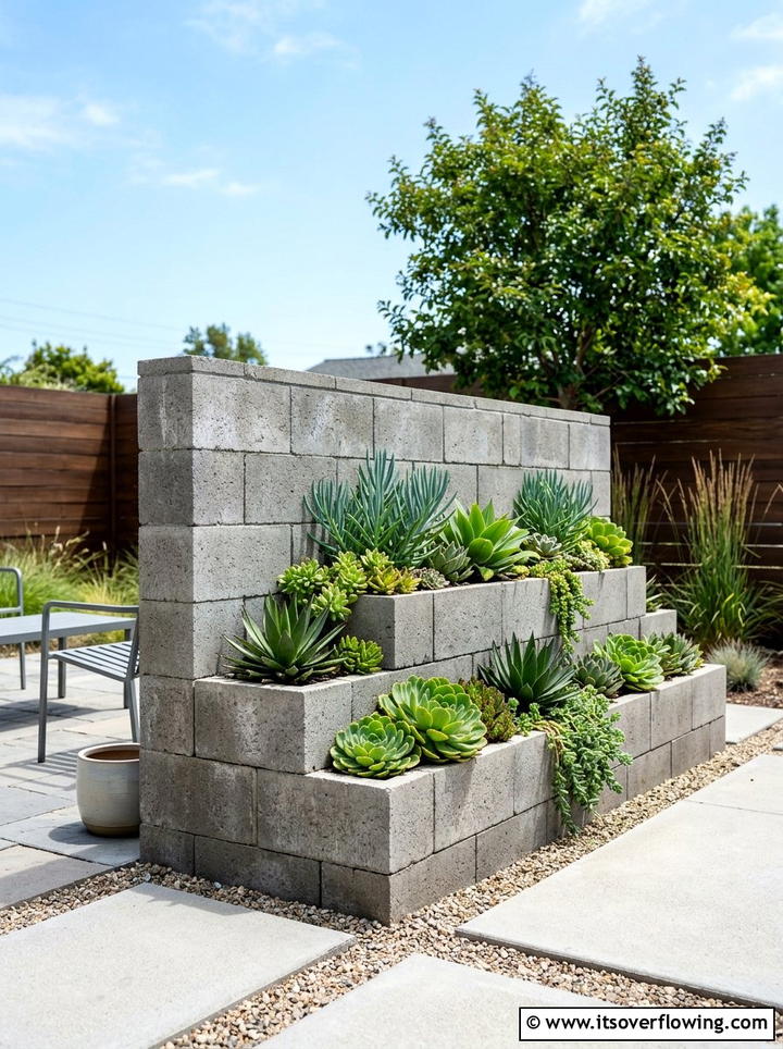 Concrete Block Planter - 25 recycled garden ideas for backyard decor
