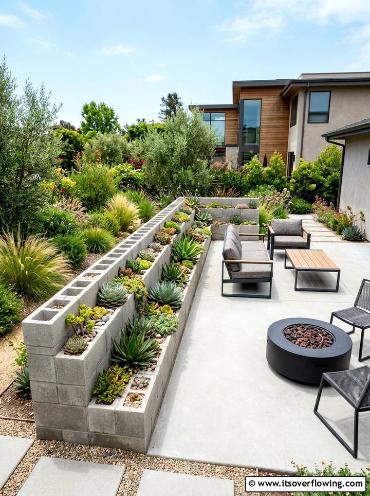 Concrete Block Planter - 25 upcycled garden ideas with flower boxes