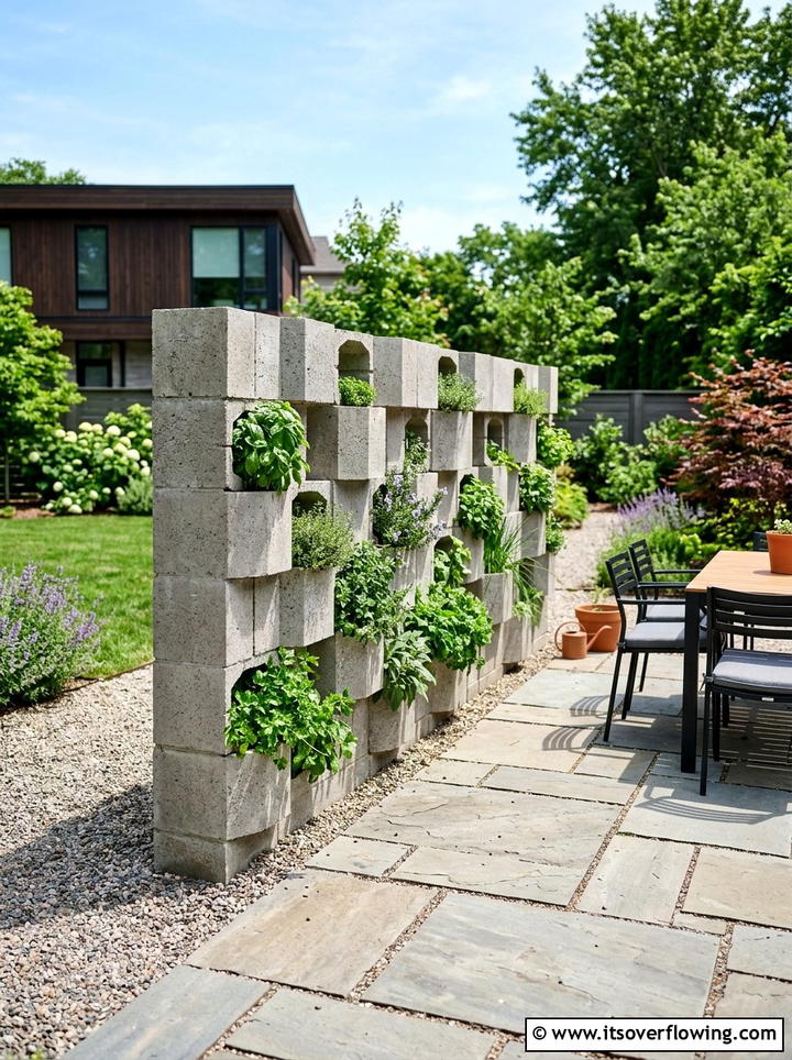 Concrete Block Planter - 25 upcycled garden ideas with herb planters