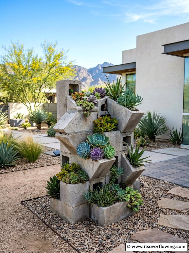 Concrete Block Planter - 25 garden ideas with vertical gardens