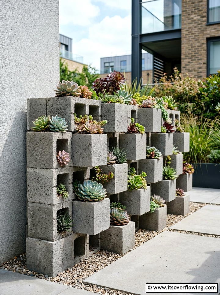 Concrete Cinder Block Planter - 25 small garden ideas for renters