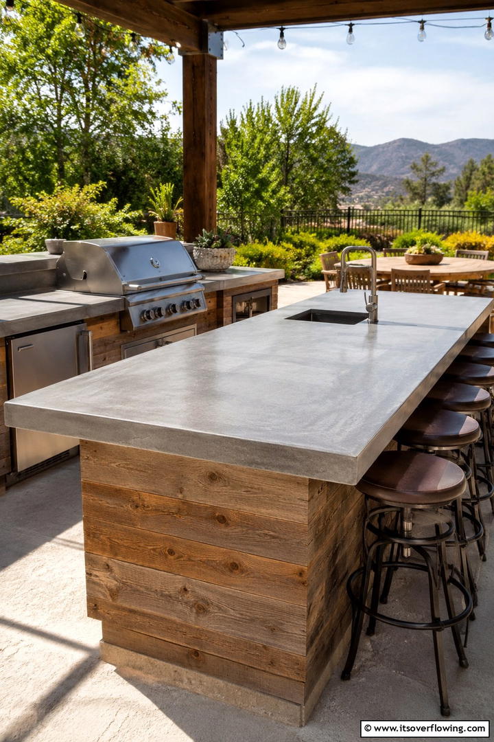 Concrete Countertop Design - 30 Rustic Outdoor Kitchen Ideas for Al Fresco Dining