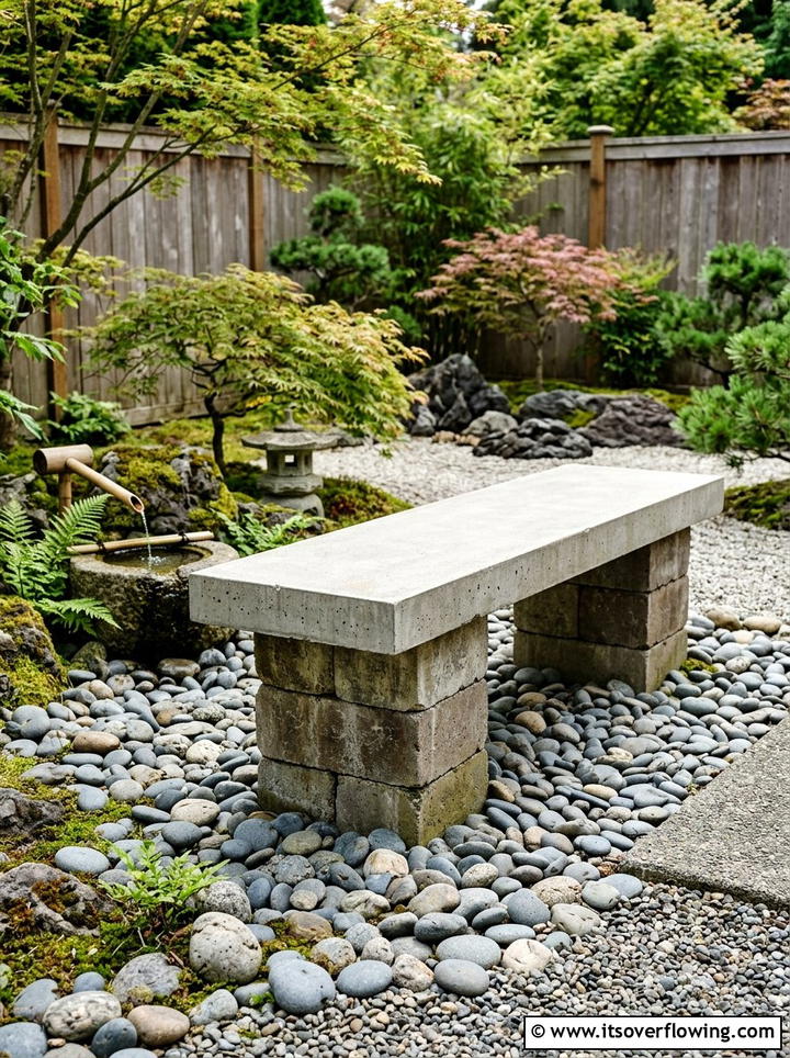 Concrete Garden Bench - 25 upcycled garden ideas with garden benches