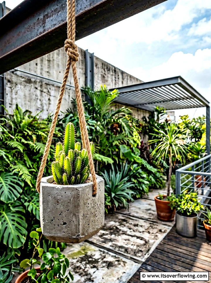 Concrete Hanging Pot - 25 garden ideas with hanging planters