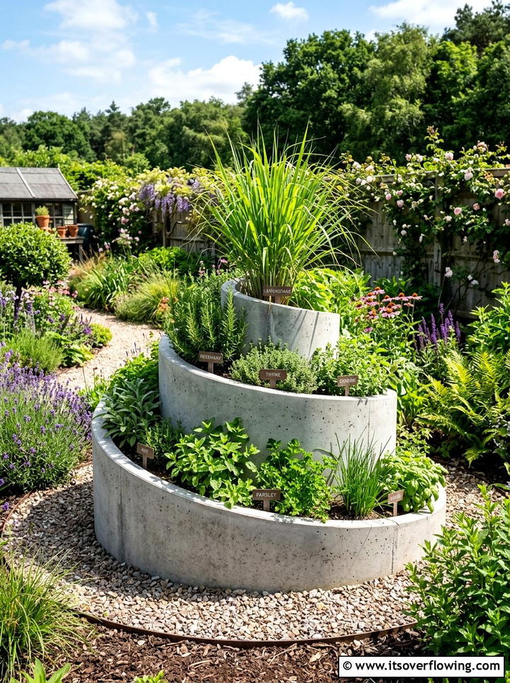 Concrete Herb Spiral - 25 creative garden ideas with spiral herb beds