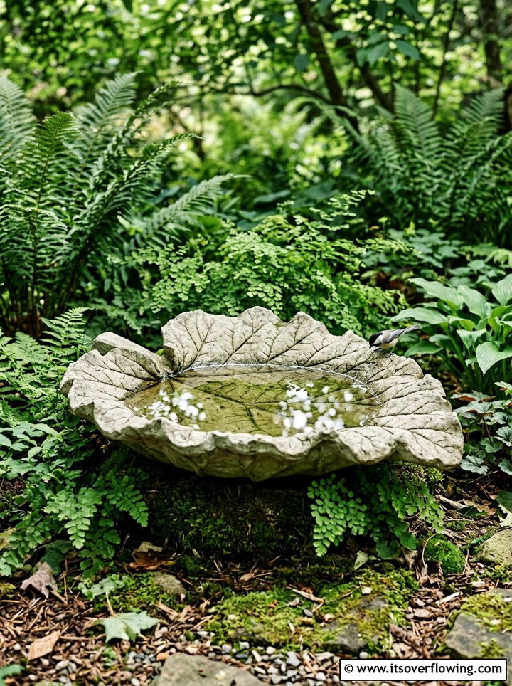 Concrete Leaf Bird Bath - 25 garden decor ideas diy