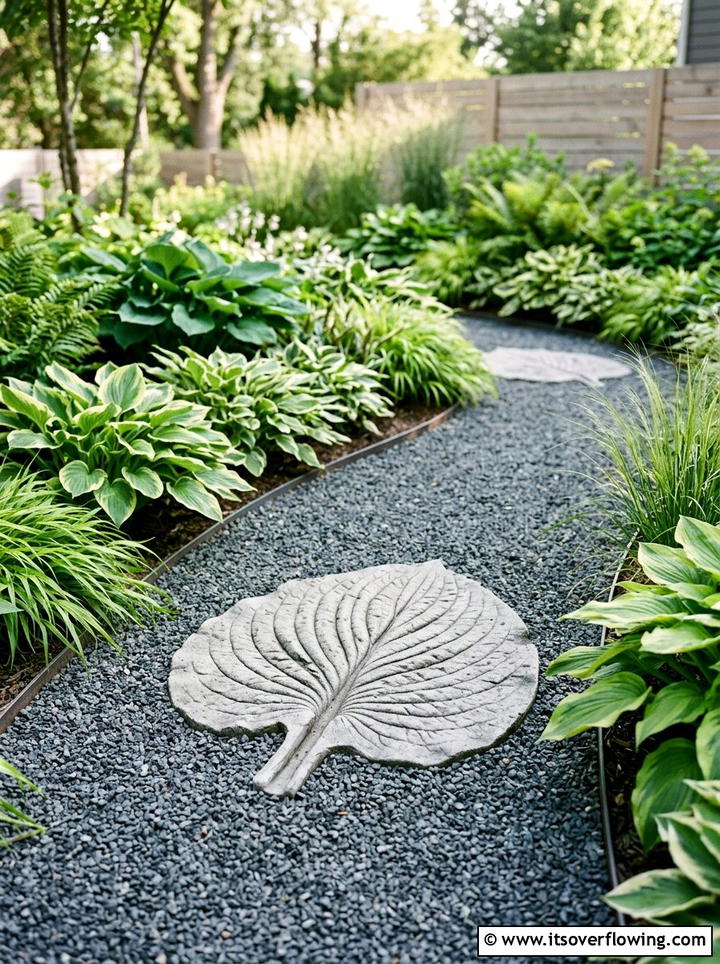 Concrete Leaf Casting - 25 upcycled garden ideas with pathway markers