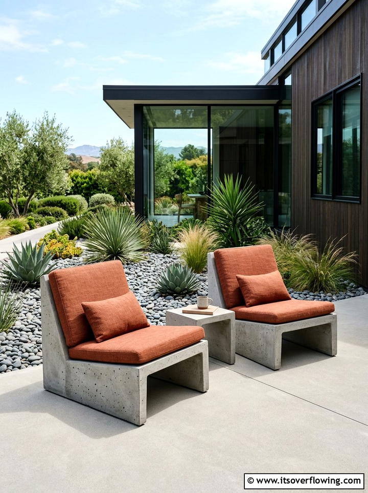 Concrete Patio Furniture - 25 backyard decorating ideas with pillows