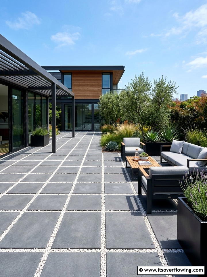 Concrete Paver Patio - 25 cheap garden ideas with no grass landscaping
