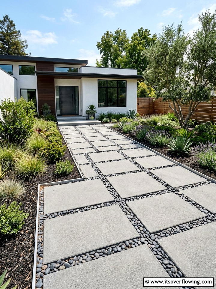 Concrete Paver Walkway - 25 cheap garden ideas with pathways
