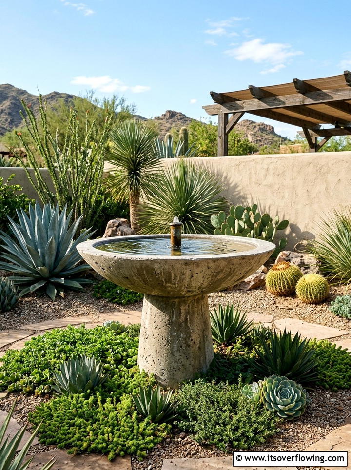 Concrete Pedestal Fountain - 25 backyard decorating ideas with mini fountains