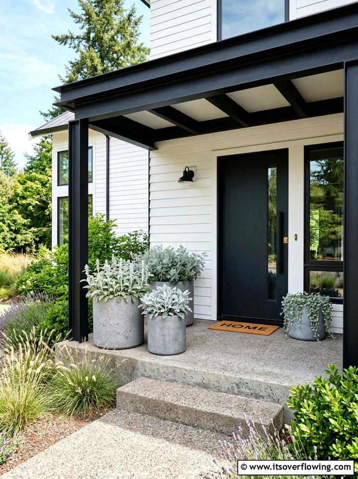 Concrete Planter Porch - 25 front porch ideas with neutral decor