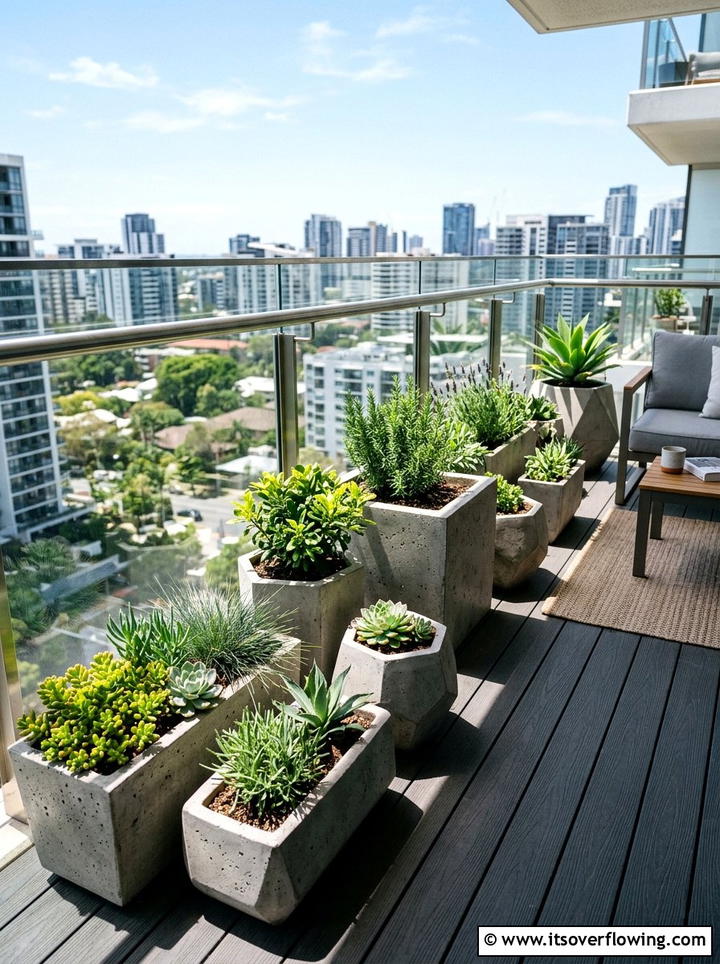 Concrete Planters For Modern Balcony - 25 small garden ideas for windy balconies