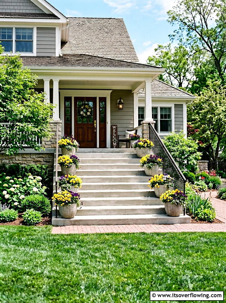 Concrete Planters On Stairs - 25 front porch ideas with concrete planters