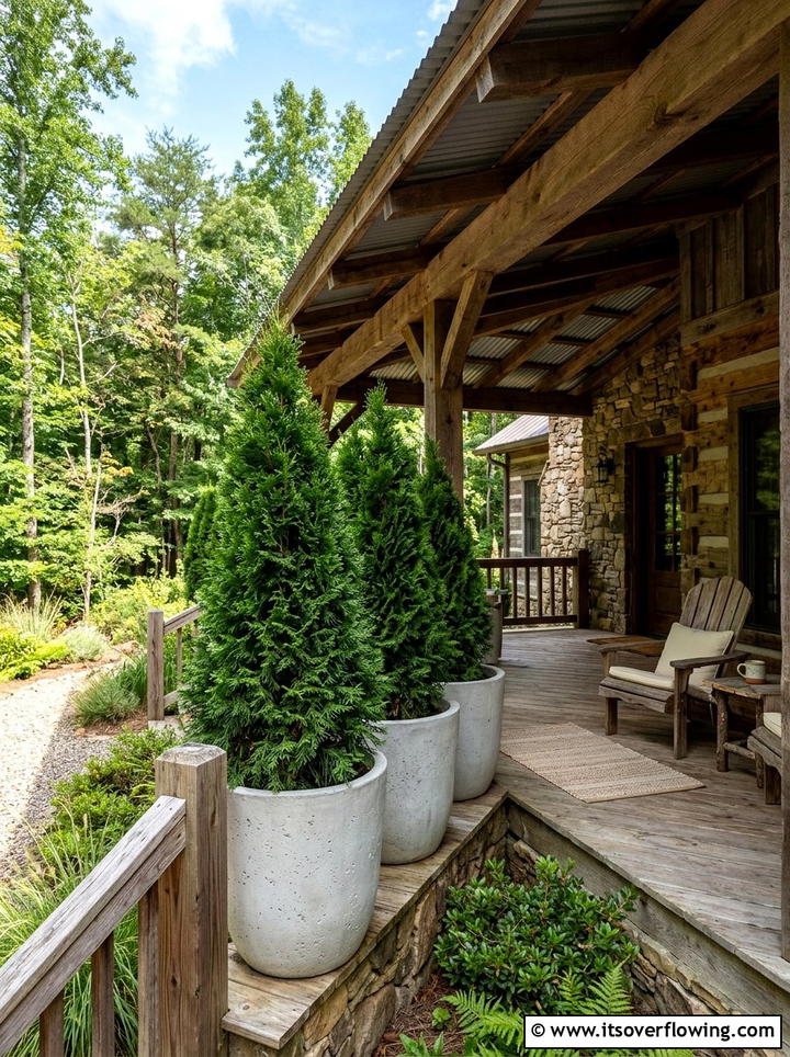 Concrete Planters With Cedar - 25 front porch ideas with concrete planters