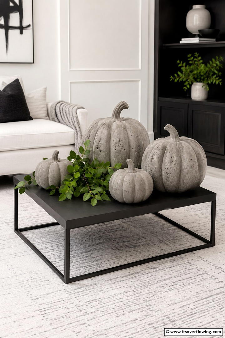 Concrete Pumpkin Modern Decor - 50 Fall Pumpkin Decor Ideas for Cozy Autumn Homes Today