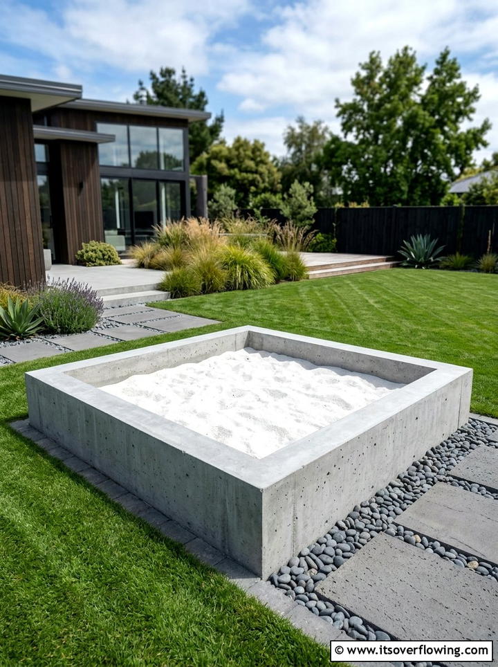 Concrete Sandbox For Minimalist Yards - 25 backyard ideas with sandbox
