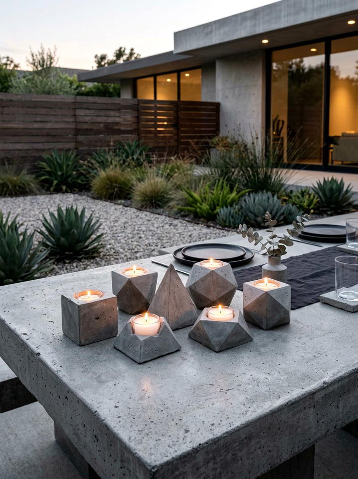 Concrete Tealight Holder - 25 backyard decorating ideas with candle holders