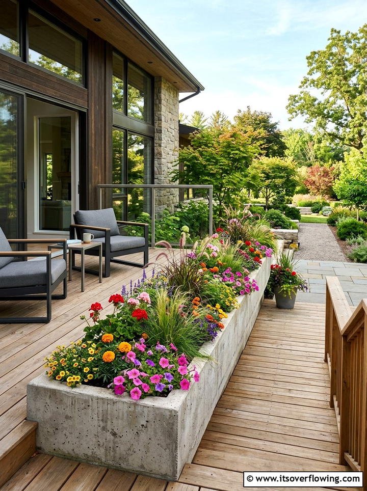 Concrete Trough Planters - 25 front porch ideas with concrete planters