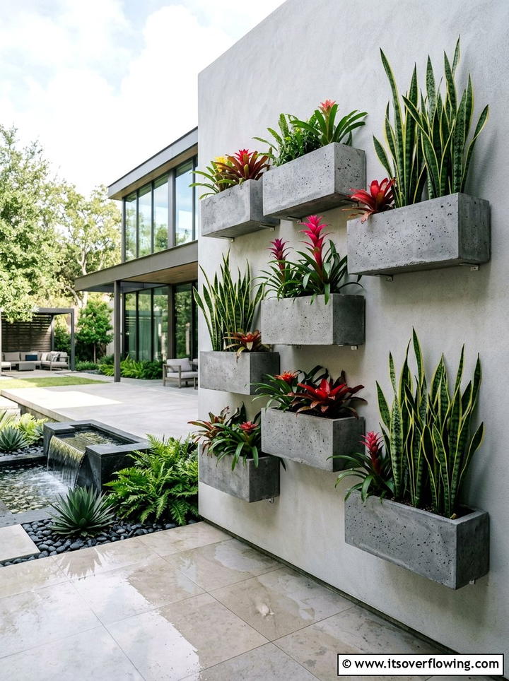 Concrete Wall Planter - 25 creative garden ideas with wall mounted planters