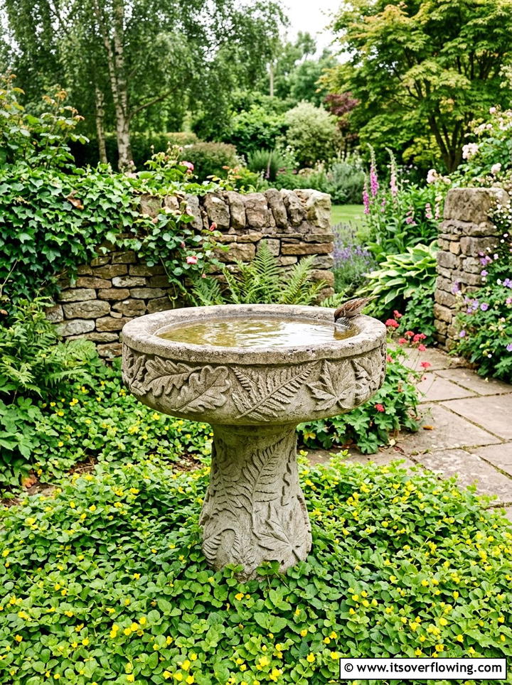 Concrete bird bath pedestal - 25 garden decor ideas with bird baths