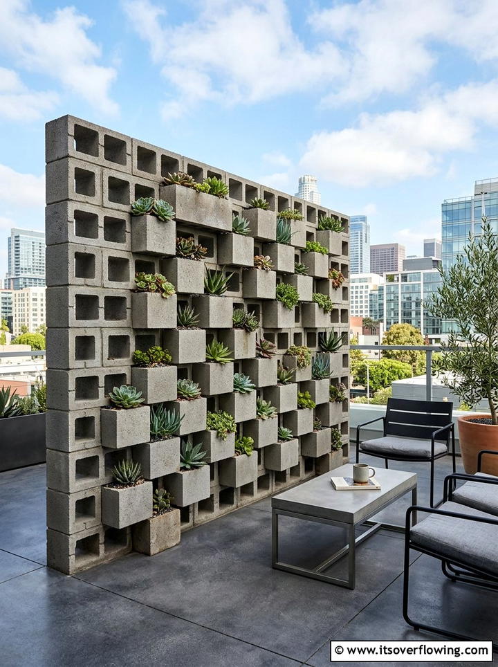 Concrete block vertical garden - 25 garden ideas with vertical planters